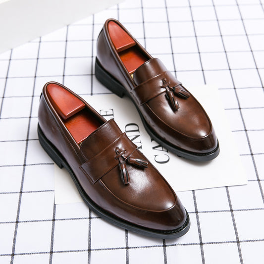 Men's loafers classic leather shoes with tassel